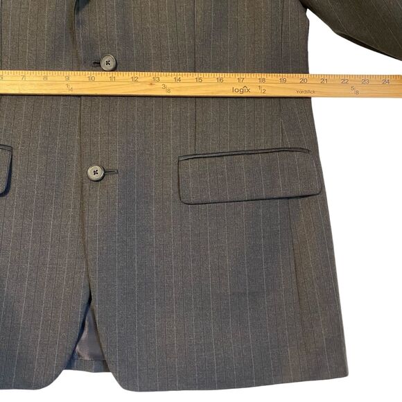 Tasso Elba Macy's Men's Suit 40R Pants 34 Heather Gray Purple Stripe Wool New - Picture 6 of 16